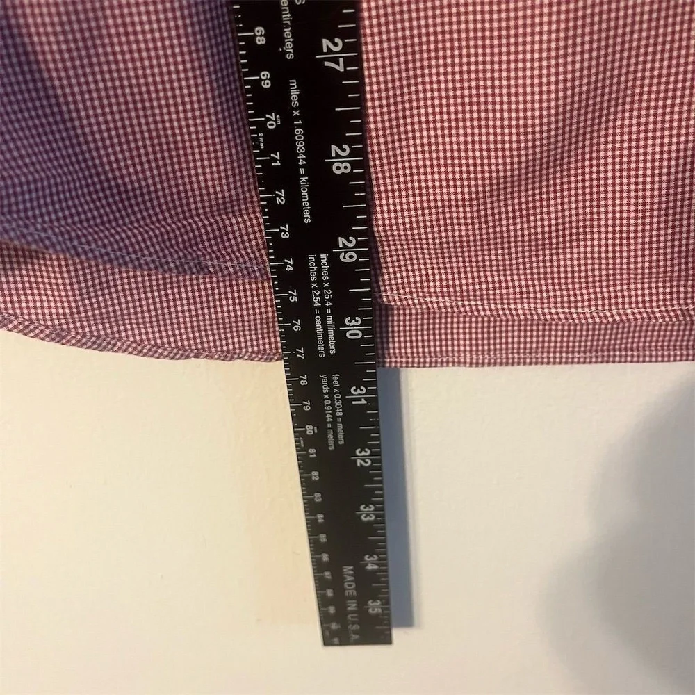 J.Crew Men's Slim Fit‎ Flex Washed Red Gingham Button-Up Shirt Long Sleeve L